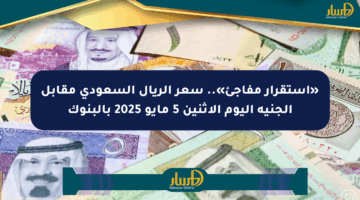 «استقرار مفاجئ».. سعر الريال السعودي مقابل الجنيه اليوم الإثنين 5 مايو 2025 بالبنوك